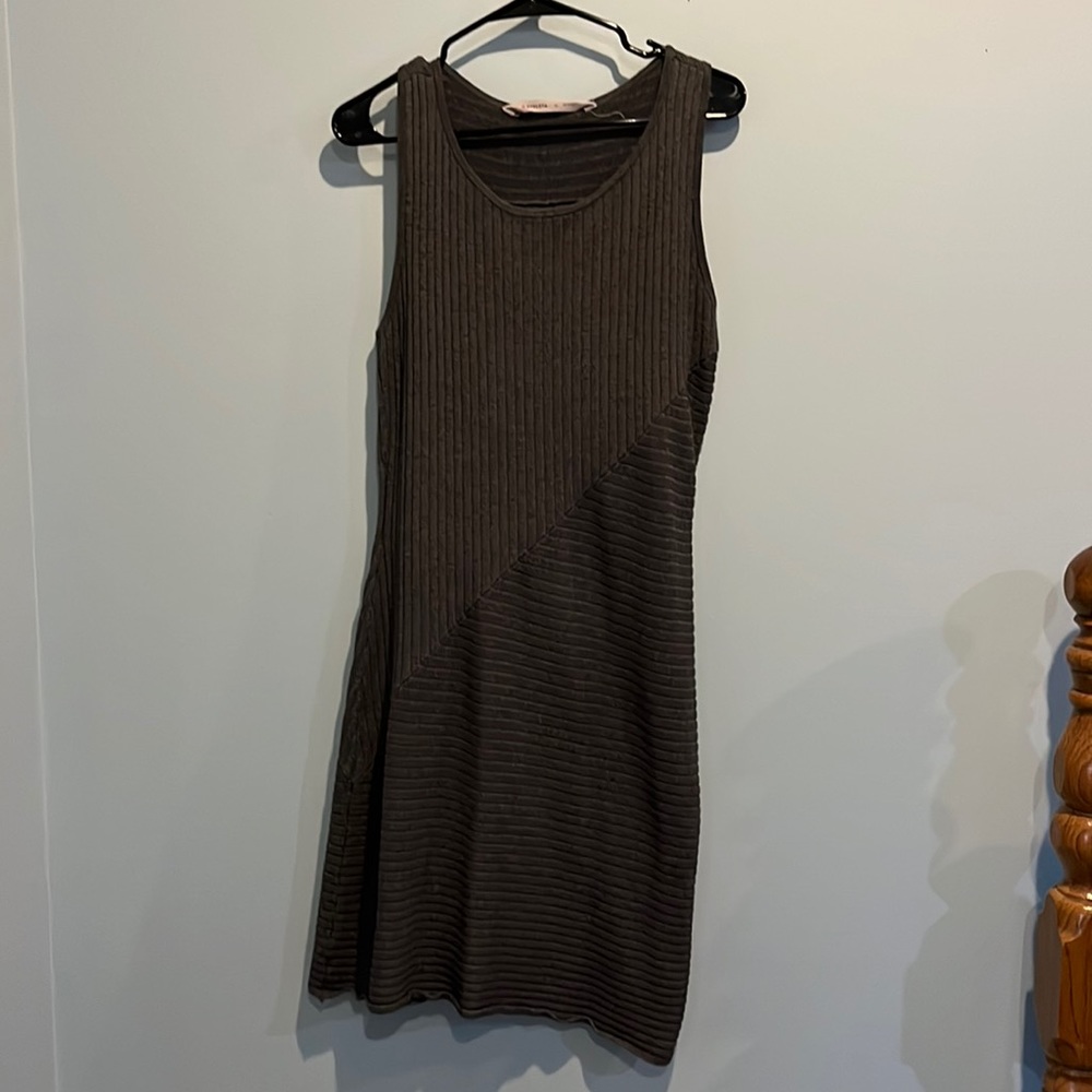 Athleta grey ribbed dress.  Form fitting.  Size medium.